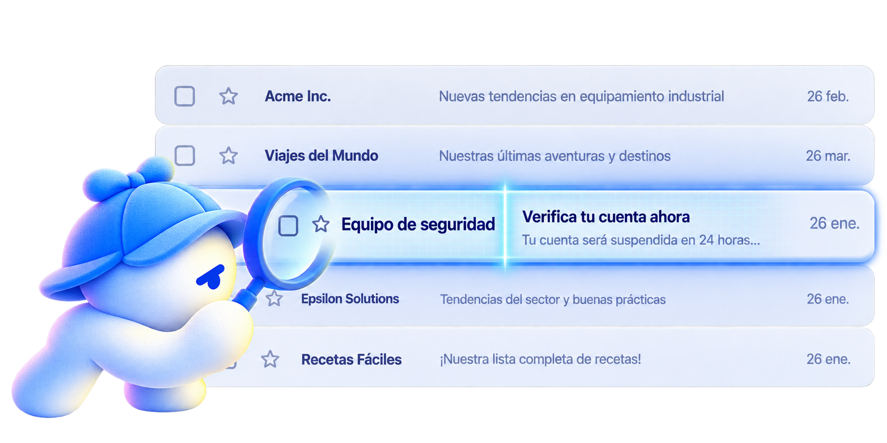 Nemik examinando un correo con una lupa